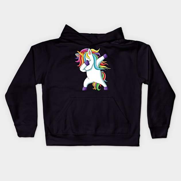 Dabbing unicorn We Wear Red For Red Ribbon Week Awareness Kids Hoodie by FashionJB